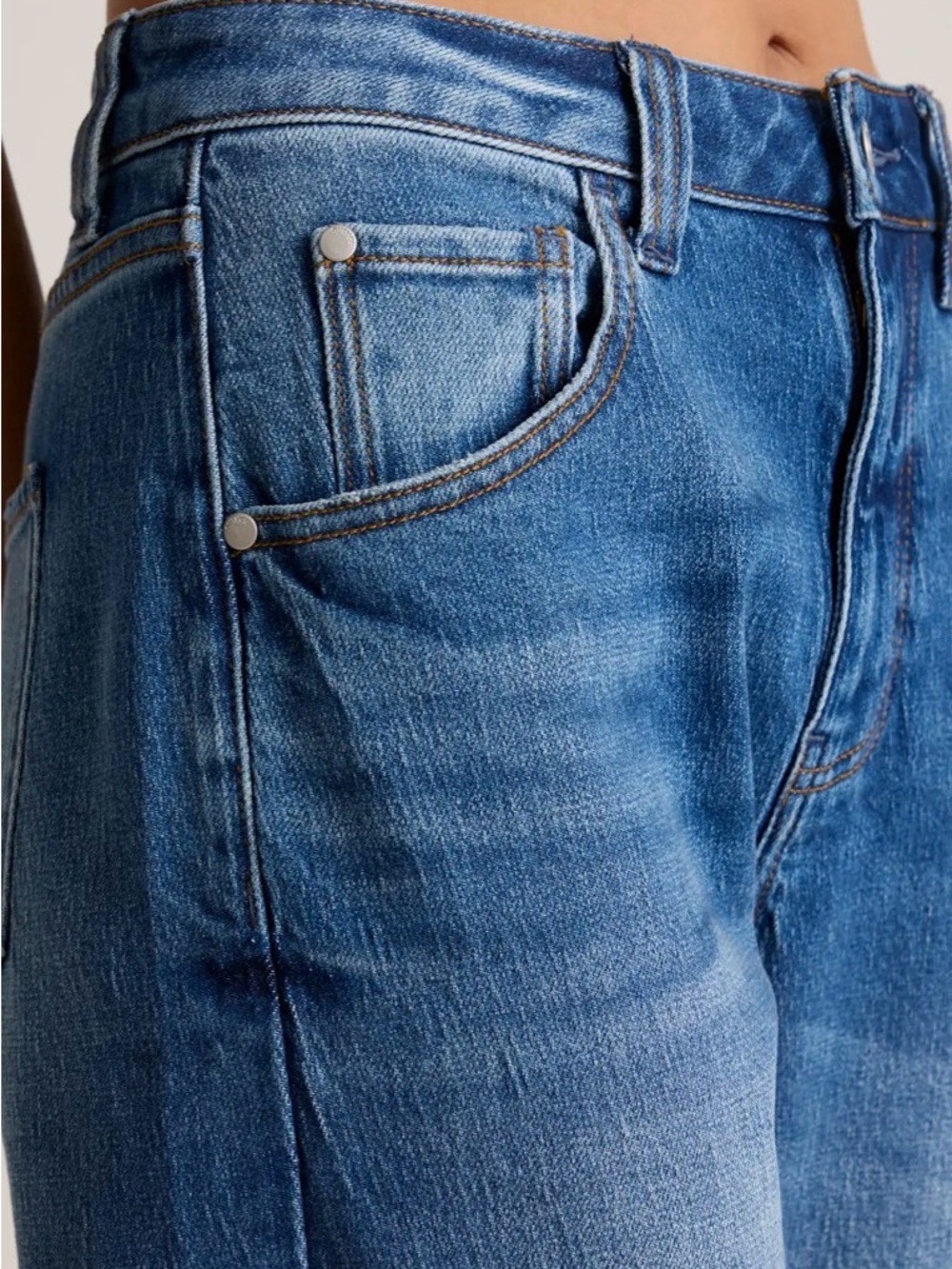 Quince Bella Stretch Barrel Jeans Blue Size 28 NWT - Picture 4 of 12